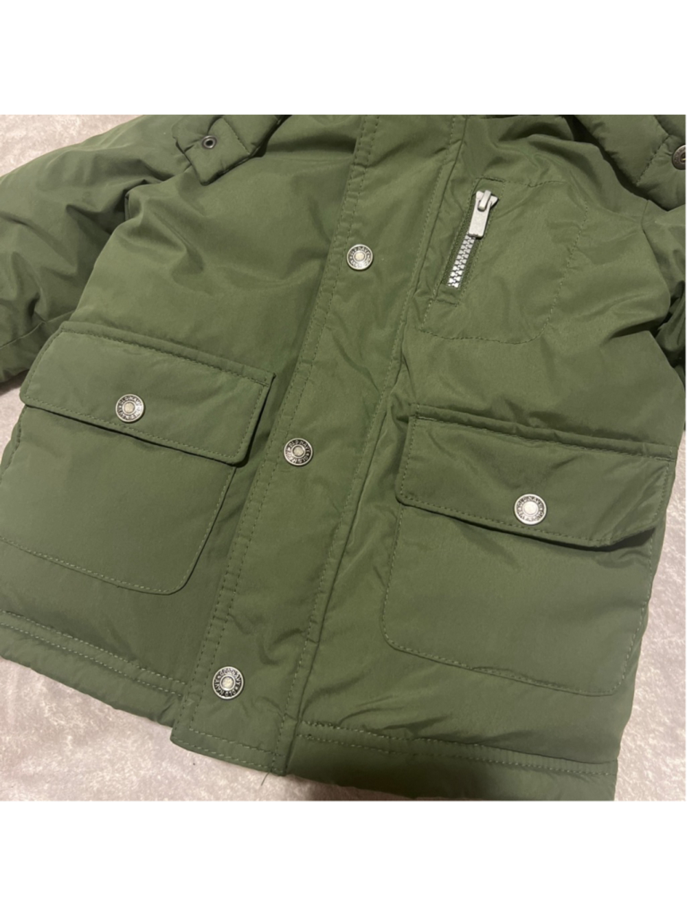 Boys Old Navy Water Resistant Hooded Snow Puffer Jacket 2T Green Faux Fur UNISEX - Picture 5 of 10